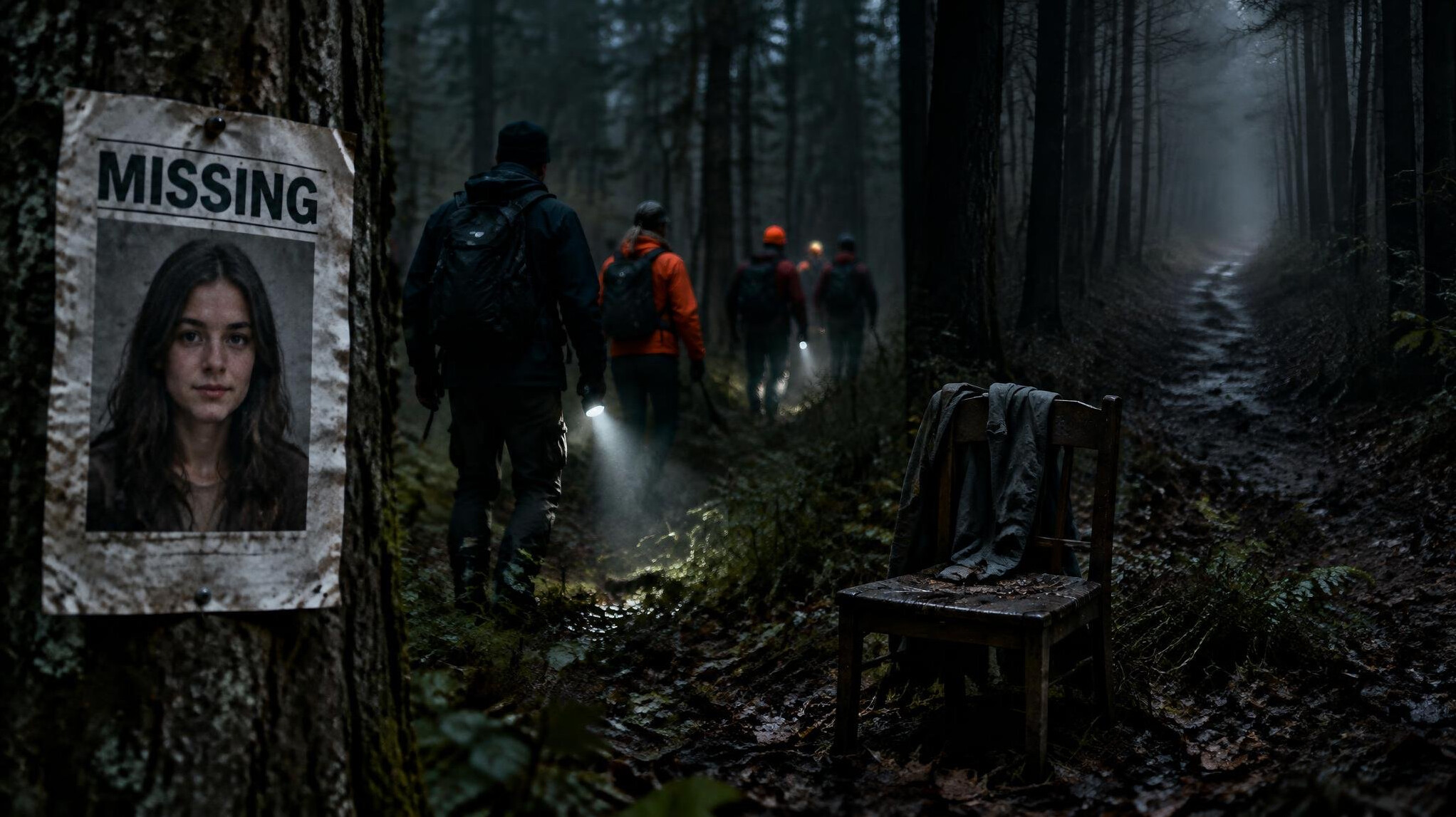 search party in woods