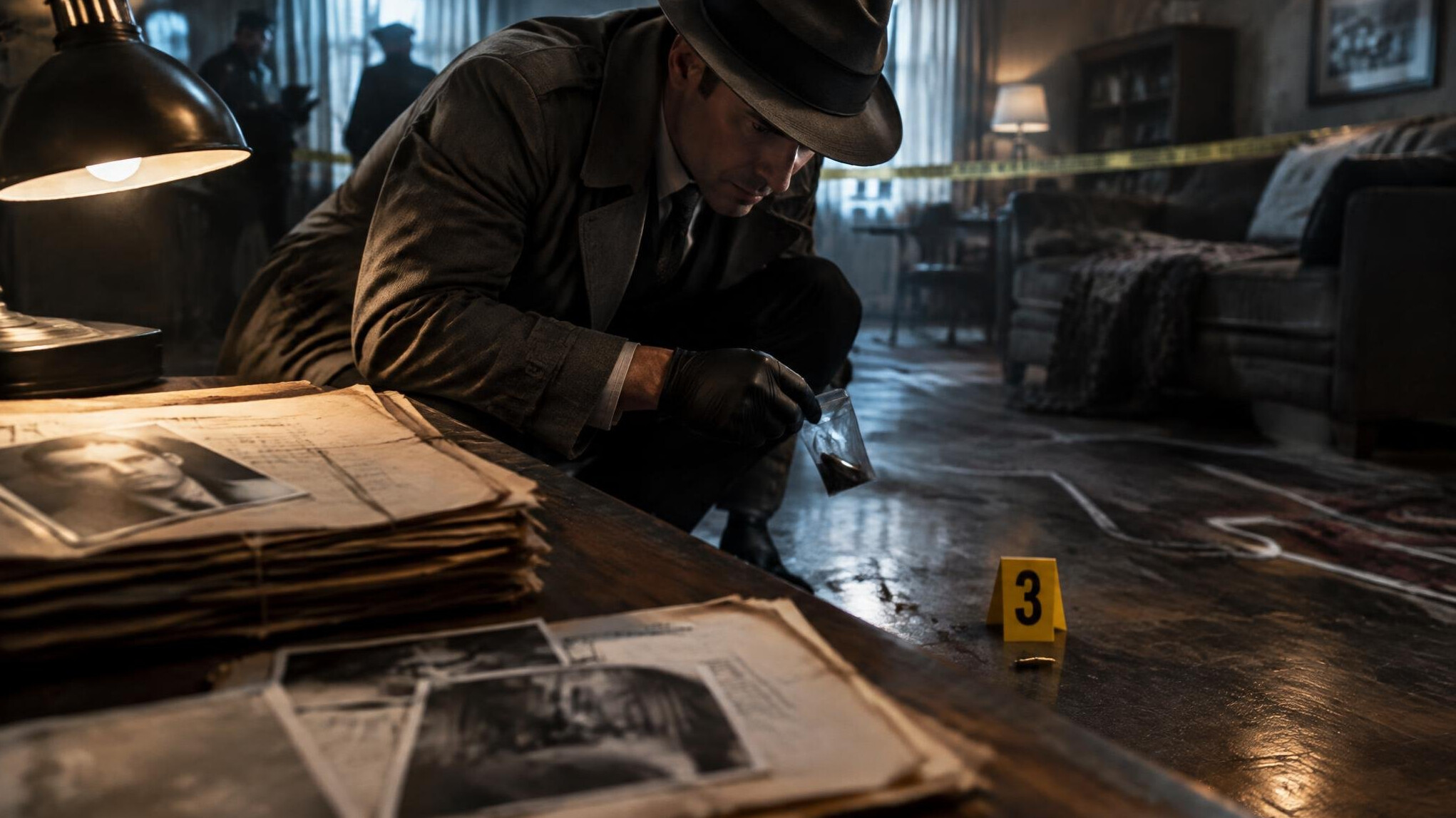 detective examining evidence